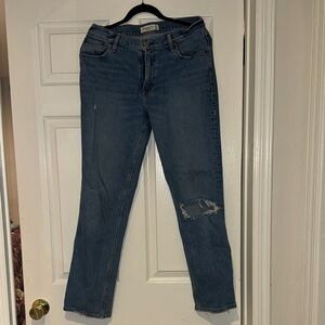 Abercrombie & Fitch Distressed Blue Straight Leg Jeans